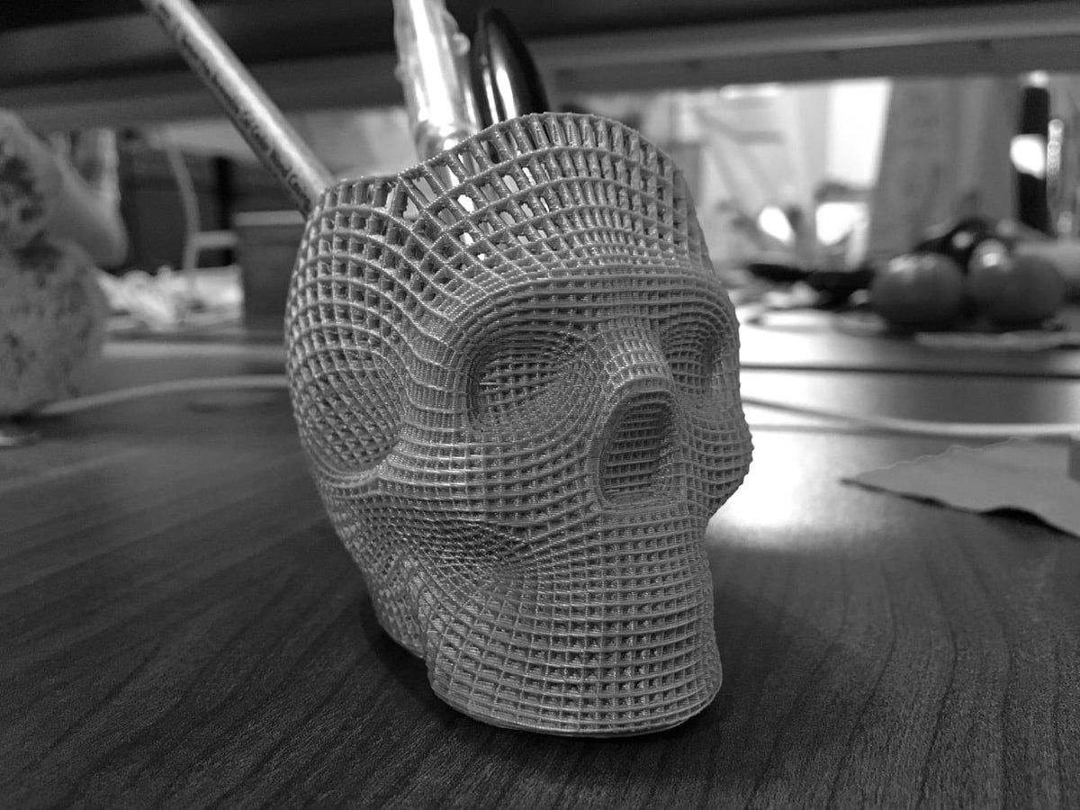 Porta-lápis Caveira Aramada impresso em 3D - Vértice Arte 3D