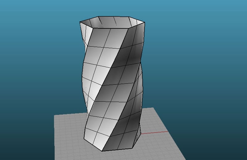 Vaso Torcido Hexagonal impresso em 3D - Vértice Arte 3D